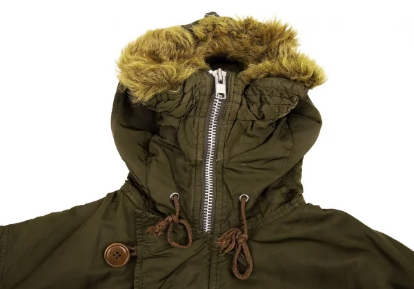 ワイズフォーメンY's for men 製品染め中綿ナイロンファーフードコート カーキ3 K-90942_004