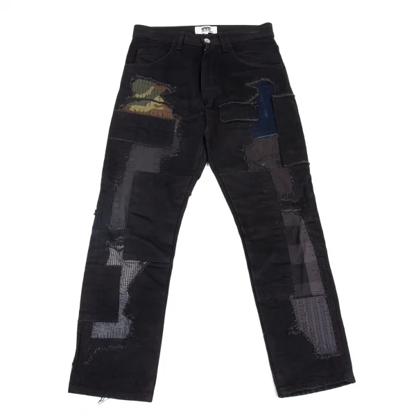 アイ ジュンヤワタナベ マン コムデギャルソン eYe JUNYA WATANABE MAN COMME des GARCONS コットンカツラギパッチワークパンツ 黒XS K-91022_001