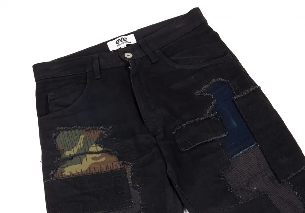 アイ ジュンヤワタナベ マン コムデギャルソン eYe JUNYA WATANABE MAN COMME des GARCONS コットンカツラギパッチワークパンツ 黒XS K-91022_002