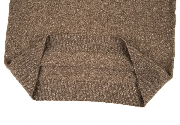 Papas ハーフジップ カシミヤニット パパスPapas カシミヤワンポイント刺繍ハーフジップニット ブラウン48M