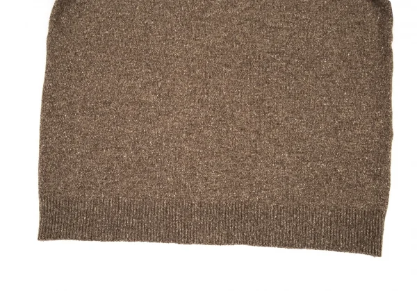 パパスPapas カシミヤワンポイント刺繍ハーフジップニット ブラウン48M