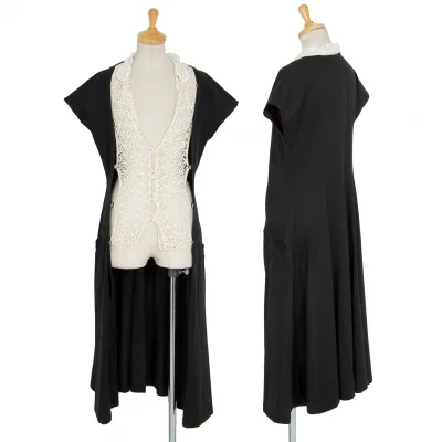ヨウジヤマモト ファムYohji Yamamoto FEMME フロントレース切替ロングベスト