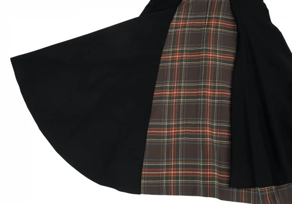 コムデギャルソンCOMME des GARCONS タータンチェックアシンメトリー切替ノーカラーワンピース グレー他黒S位 K-91048_016