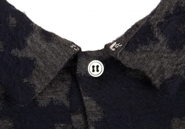 トリココムデギャルソンtricot COMME des GARCONS フラワージャガード後ろ開きニット 紺グレーS K-91111_010