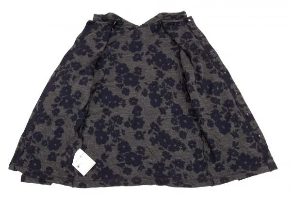 トリココムデギャルソンtricot COMME des GARCONS フラワージャガード後ろ開きニット 紺グレーS K-91111_011
