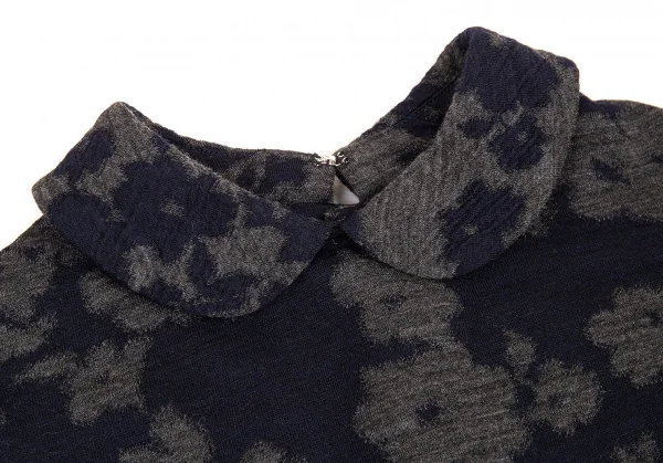 トリココムデギャルソンtricot COMME des GARCONS フラワージャガード後ろ開きニット 紺グレーS K-91111_004