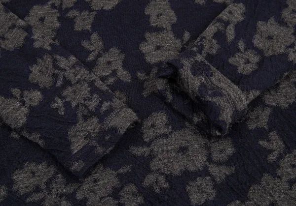 トリココムデギャルソンtricot COMME des GARCONS フラワージャガード後ろ開きニット 紺グレーS K-91111_006