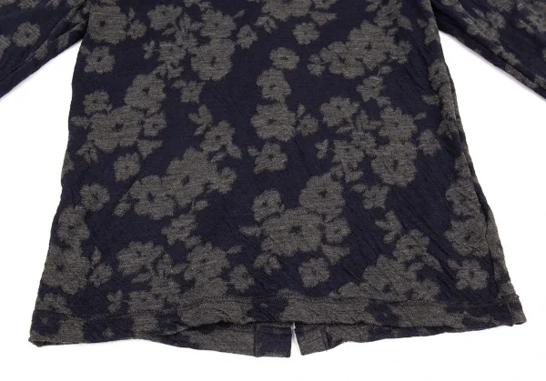 トリココムデギャルソンtricot COMME des GARCONS フラワージャガード後ろ開きニット 紺グレーS K-91111_007