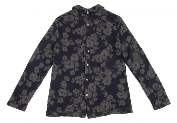 トリココムデギャルソンtricot COMME des GARCONS フラワージャガード後ろ開きニット 紺グレーS K-91111_008