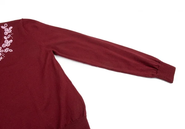 コムデギャルソン ガールCOMME des GARCONS GIRL デコルテビーズ装飾クルーネックニット ボルドーS K-91115_005