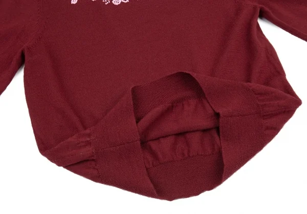 コムデギャルソン ガールCOMME des GARCONS GIRL デコルテビーズ装飾クルーネックニット ボルドーS K-91115_008