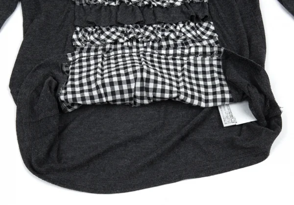 アツロウタヤマA/T ギンガムチェックフリル切替カットソー 3 グレー38 K-91140_012