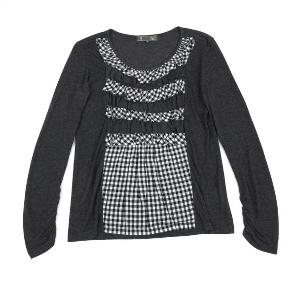 アツロウタヤマA/T ギンガムチェックフリル切替カットソー 3 グレー38 K-91140_002