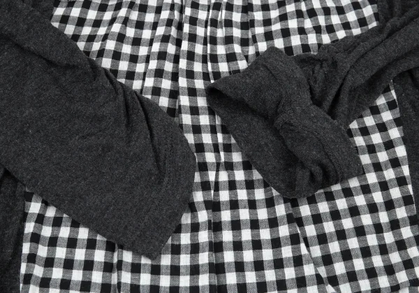 アツロウタヤマA/T ギンガムチェックフリル切替カットソー 3 グレー38 K-91140_007