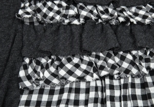 アツロウタヤマA/T ギンガムチェックフリル切替カットソー 3 グレー38 K-91140_009