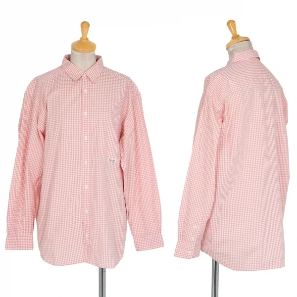 マドモアゼルノンノンMademoiselle NON NON コットンギンガムチェックシャツ ピンク白L位 K-91151_001