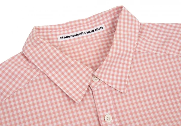 マドモアゼルノンノンMademoiselle NON NON コットンギンガムチェックシャツ ピンク白L位 K-91151_004