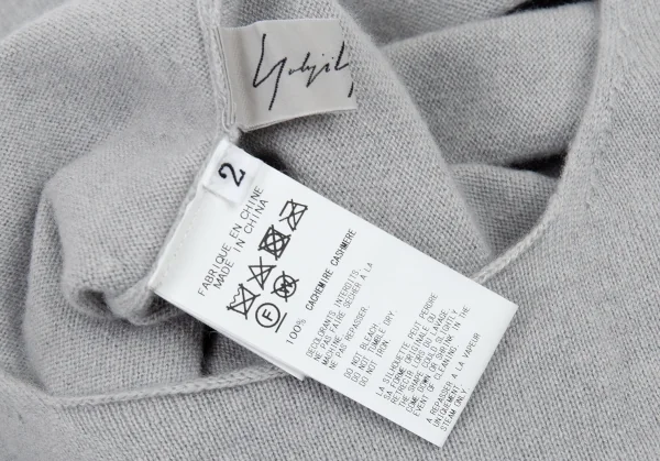 ヨウジヤマモト ファムYohji Yamamoto FEMME ワンポイントロゴカシミヤニット ライトグレー2 K-91170_012