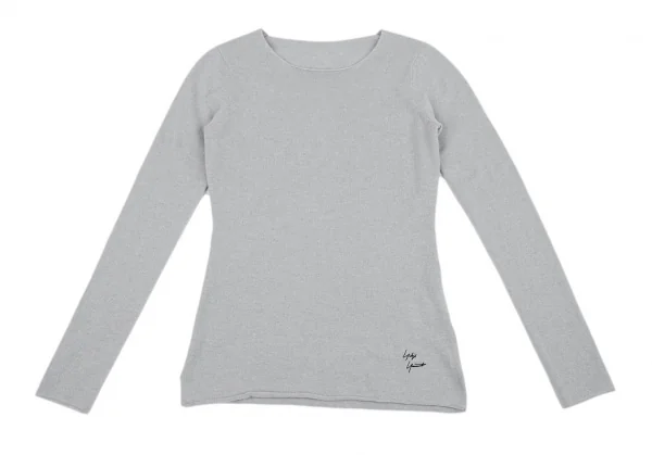 ヨウジヤマモト ファムYohji Yamamoto FEMME ワンポイントロゴカシミヤニット ライトグレー2 K-91170_002