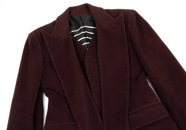 ジャンポールゴルチエ ファムJean Paul GAULTIER FEMME アンゴラウールデザインラペルコート こげ茶40 K-91173_003