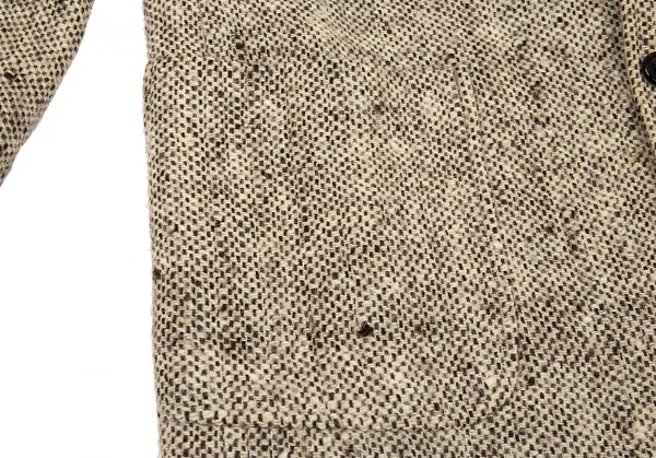 コムデギャルソン オムCOMME des GARCONS HOMME 襟レザー切替ツイードパッチポケットジャケット モカ黒S K-91189_011