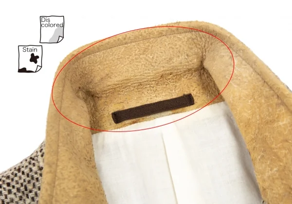 コムデギャルソン オムCOMME des GARCONS HOMME 襟レザー切替ツイードパッチポケットジャケット モカ黒S K-91189_004