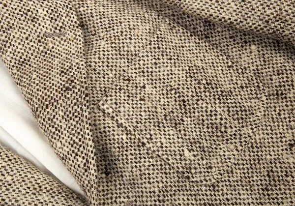 コムデギャルソン オムCOMME des GARCONS HOMME 襟レザー切替ツイードパッチポケットジャケット モカ黒S K-91189_005