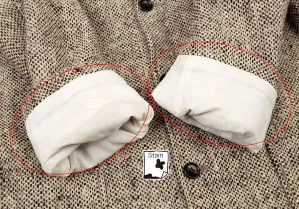 コムデギャルソン オムCOMME des GARCONS HOMME 襟レザー切替ツイードパッチポケットジャケット モカ黒S K-91189_009