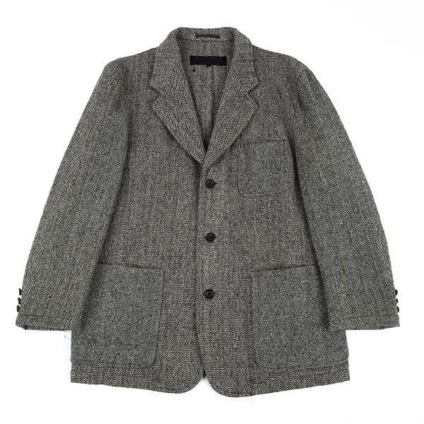 コムデギャルソン オムCOMME des GARCONS HOMME ウールツイードパッチポケットジャケット 生成り黒S K-91200_001