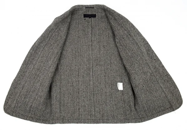 コムデギャルソン オムCOMME des GARCONS HOMME ウールツイードパッチポケットジャケット 生成り黒S K-91200_011