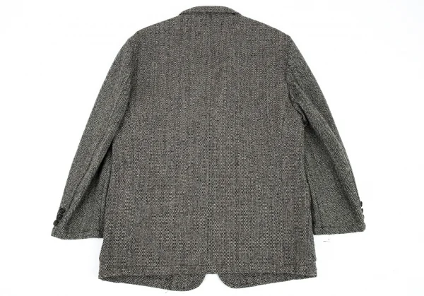 コムデギャルソン オムCOMME des GARCONS HOMME ウールツイードパッチポケットジャケット 生成り黒S K-91200_012