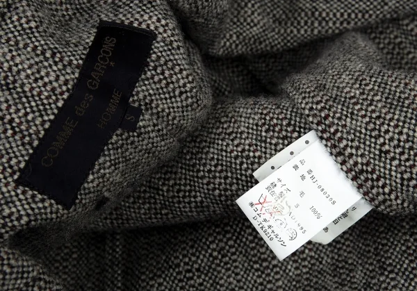 コムデギャルソン オムCOMME des GARCONS HOMME ウールツイードパッチポケットジャケット 生成り黒S K-91200_016