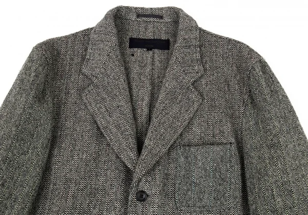 コムデギャルソン オムCOMME des GARCONS HOMME ウールツイードパッチポケットジャケット 生成り黒S K-91200_002