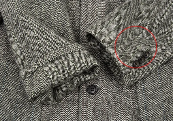コムデギャルソン オムCOMME des GARCONS HOMME ウールツイードパッチポケットジャケット 生成り黒S K-91200_007