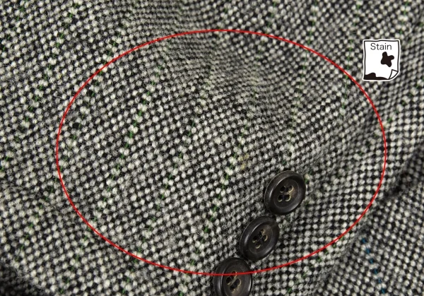 コムデギャルソン オムCOMME des GARCONS HOMME ウールツイードパッチポケットジャケット 生成り黒S K-91200_008