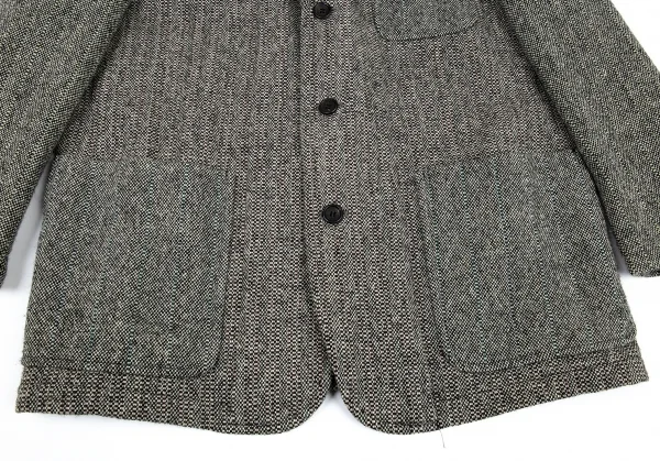 コムデギャルソン オムCOMME des GARCONS HOMME ウールツイードパッチポケットジャケット 生成り黒S K-91200_009