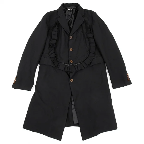お値下げ中COMME des GARÇONS スプリングコート フリル襟 黒M コムコム コムデギャルソンCOMME des GARCONSフリルカッティング