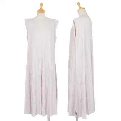 プリーツプリーズPLEATS PLEASE プリーツフレアシルエットノースリーブワンピース ライトグレー