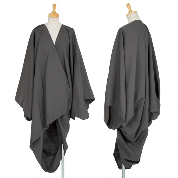 イッセイミヤケISSEY MIYAKE 132 5. 着物スリーブガウンシームレスアシンメトリーコート グレーL位 K-91283_001
