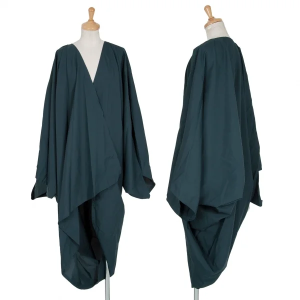 イッセイミヤケISSEY MIYAKE 132 5. 着物スリーブガウンシームレスアシンメトリーコート ブルーL位 K-91284_001