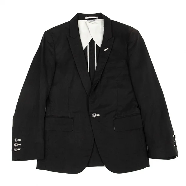 コムデギャルソン オムプリュスCOMME des GARCONS HOMME PLUS 製品染めストレッチナイロンナローラペルジャケット 黒S K-91291_001