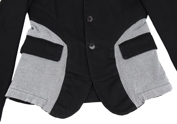 コムデギャルソン オムプリュス エバーグリーンCOMME des GARCONS HOMME PLUS EVER GREEN 製品染めコットンカーブ切替デザインジャケット 黒SS K-91302_013