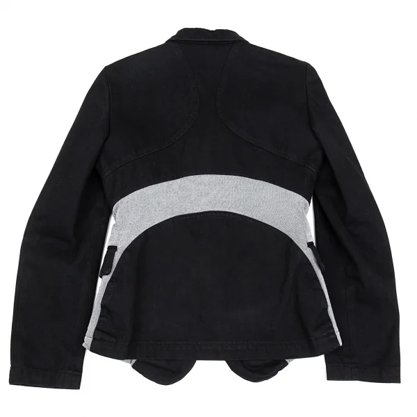 コムデギャルソン オムプリュス エバーグリーンCOMME des GARCONS HOMME PLUS EVER GREEN 製品染めコットンカーブ切替デザインジャケット 黒SS K-91302_016
