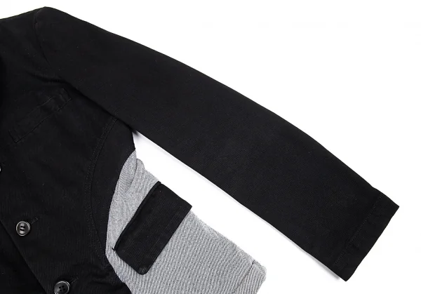 コムデギャルソン オムプリュス エバーグリーンCOMME des GARCONS HOMME PLUS EVER GREEN 製品染めコットンカーブ切替デザインジャケット 黒SS K-91302_009