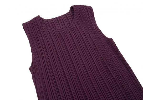 イッセイミヤケISSEY MIYAKE ノースリーブロングワンピース 紫M