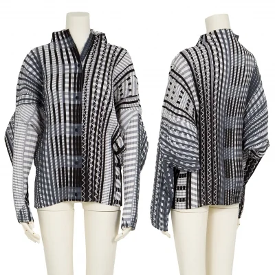 イッセイミヤケISSEY MIYAKE チェックプリントドルマンシャツ