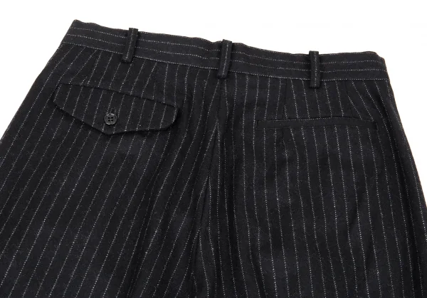ブラックコムデギャルソンBLACK COMME des GARCONS ピンストライプ裾ハーフゴムワイドパンツ 黒S K-91431_010