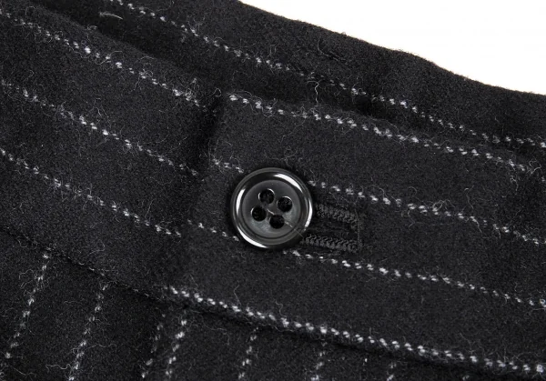 ブラックコムデギャルソンBLACK COMME des GARCONS ピンストライプ裾ハーフゴムワイドパンツ 黒S K-91431_004