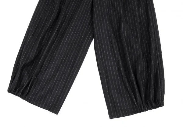 ブラックコムデギャルソンBLACK COMME des GARCONS ピンストライプ裾ハーフゴムワイドパンツ 黒S K-91431_006
