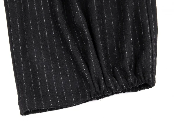 ブラックコムデギャルソンBLACK COMME des GARCONS ピンストライプ裾ハーフゴムワイドパンツ 黒S K-91431_007